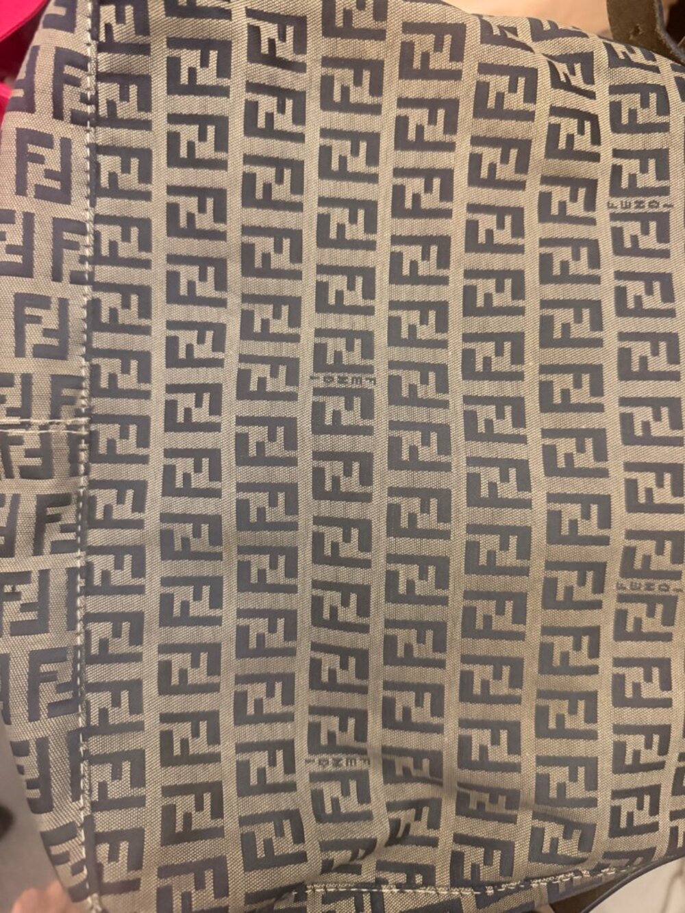Fendi Mamma Zucca Bucket Baguette Navy Tan Flap Bag Purse Tote FF - Picture 14 of 16